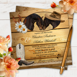 Rustic Country Western Horses Wedding Invitation