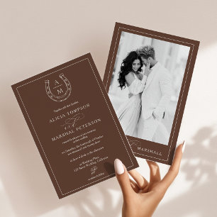Rustic Country Western Horseshoe Photo Wedding Invitation