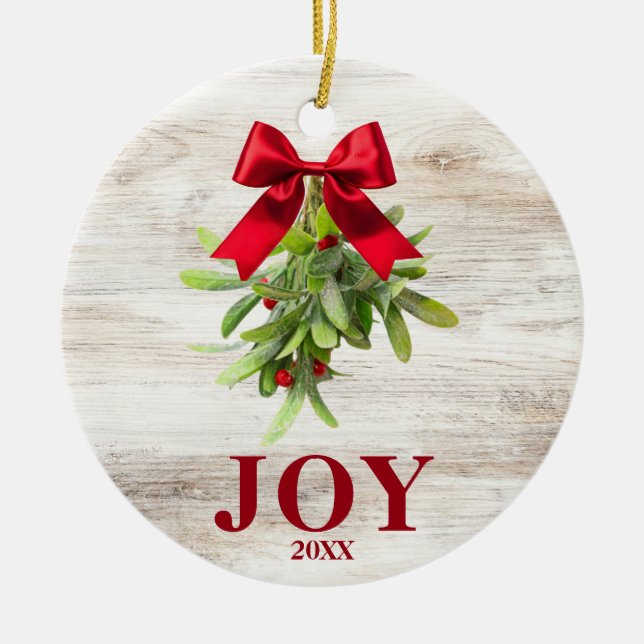 Rustic Country Western Mistletoe Ornament (Front)