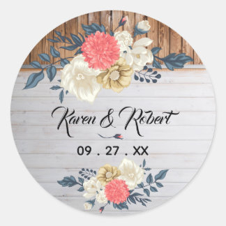 Rustic Country Western Wedding Classic Round Sticker