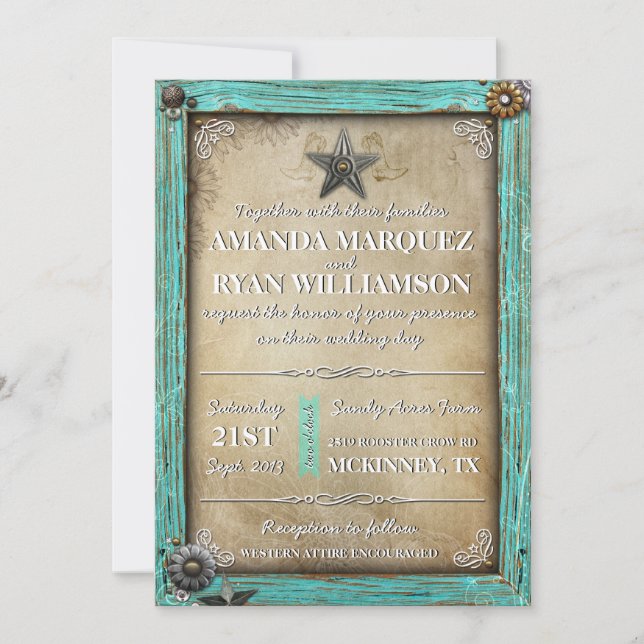 Rustic Country Western Wedding Invitation (Front)