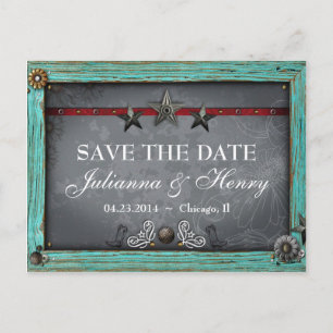 Rustic Country Western Wedding Save the Date Announcement Postcard