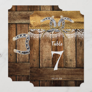Rustic Country Western Wedding Table Number