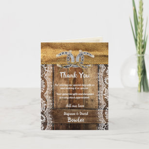 Rustic Country Western Wedding Thank You Card