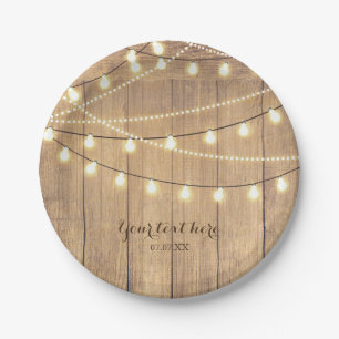 Rustic Country Western Wood & Lights Paper Plate