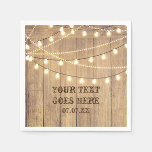 Rustic Country Western Wood & Lights Wedding Napkin