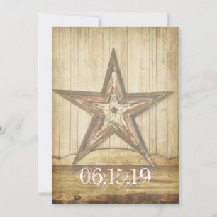 Rustic Country Western Wood Star Wedding Invites