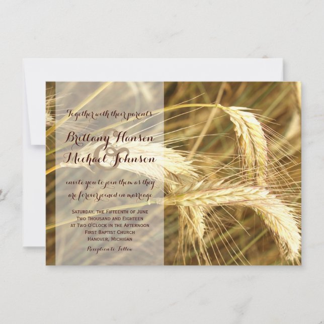 Rustic Country Wheat Field Farm Wedding Invitation (Front)