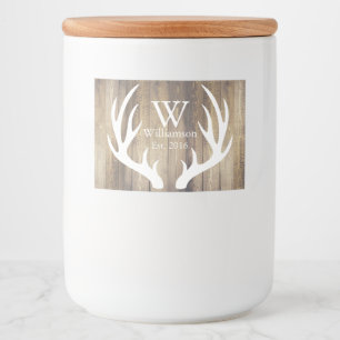 Rustic Country White Deer Antlers & Barn Wood Food Label