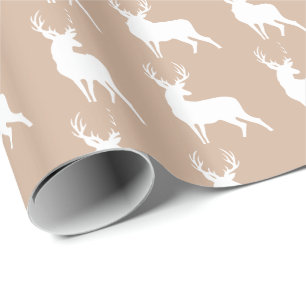 Rustic Country White Deer Silhouette Wrapping Paper