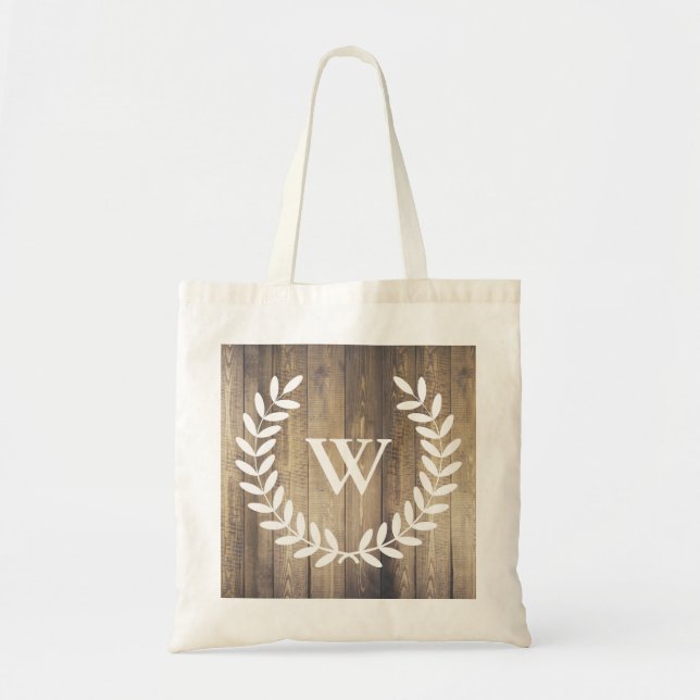 Rustic Country White Laurels & Barn Wood Tote Bag (Front)