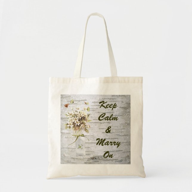 rustic country wildflower white birch wedding tote bag (Front)