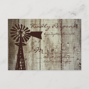 Rustic Country Windmill Wood Wedding RSVP Cards