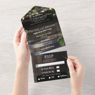 Rustic Country Winery Wine Barrel Barn Wedding All In One Invitation