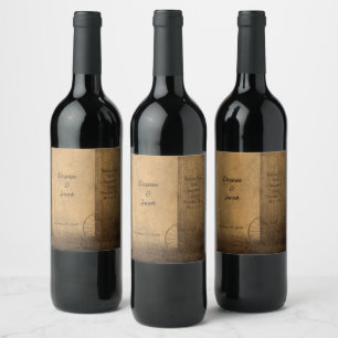 Rustic Country Wood Barn Vintage Western Wedding Wine Label