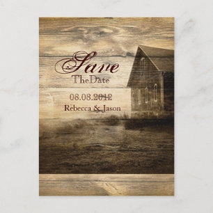 Rustic Country Wood Barn Wedding save the date Announcement Postcard