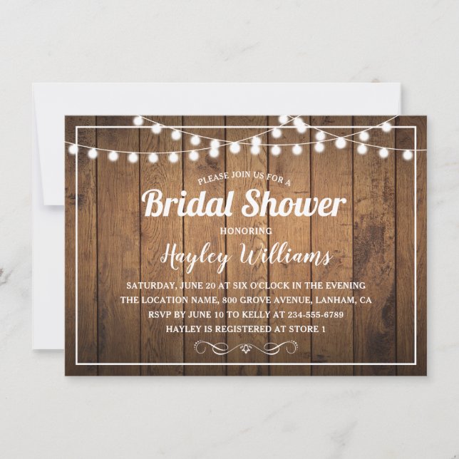 Rustic Country Wood Bridal Shower Invitations (Front)