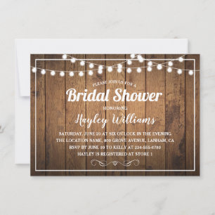 Rustic Country Wood Bridal Shower Invitations
