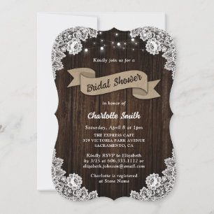 Rustic Country Wood Burlap Ribbon Bridal Shower Invitation