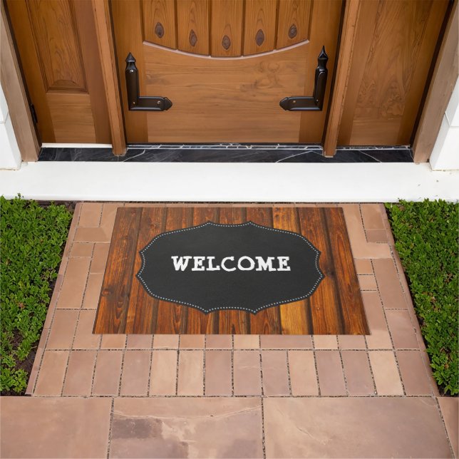 Rustic Country, Wood, Chalkboard, Welcome Doormat (Outdoor)