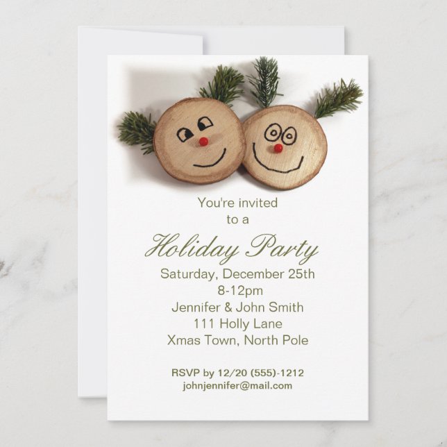 Rustic Country Wood Christmas Holiday Party Invitation (Front)