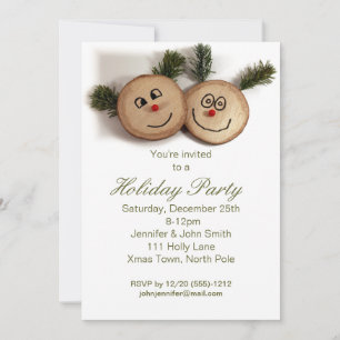 Rustic Country Wood Christmas Holiday Party Invitation
