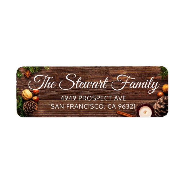 Rustic Country Wood Christmas Return Address (Front)