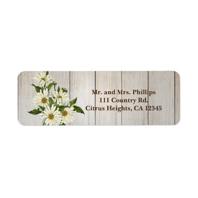 Rustic Country Wood & Daisy Flowers (Front)