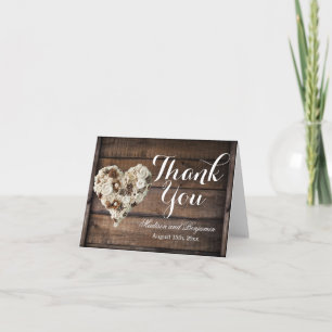 Rustic Country Wood Flower Wedding Thank You Card