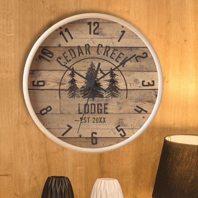 Rustic Country Wood Forest Trees Personalised Clock (Creator Uploaded)