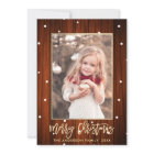 Rustic Country Wood Gold Merry Christmas Photo