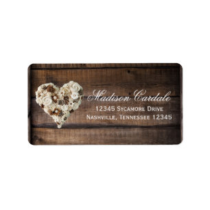 Rustic Country Wood Heart Flower Return Address Label