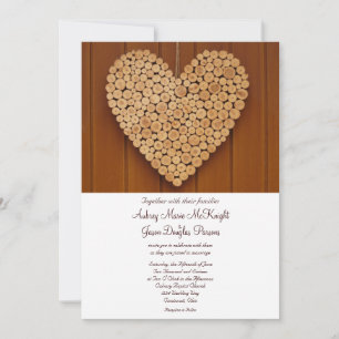 Rustic Country Wood Heart Wedding Invitations
