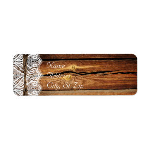 Rustic Country Wood Lace Twine  Address Labels