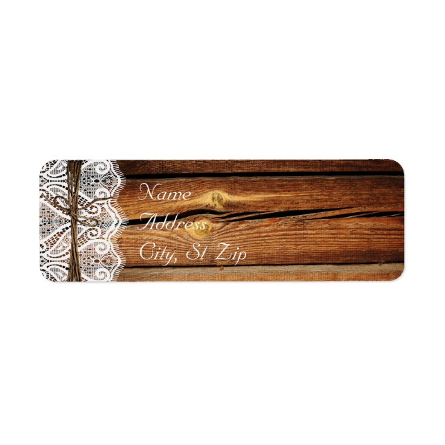 Rustic Country Wood Lace Twine  Address Labels (Front)