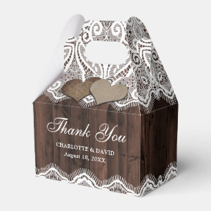 Rustic Country Wood Lace Wedding Favour Box
