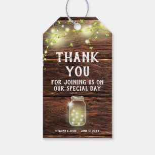 Rustic Country Wood Mason Jar String Lights Tree Gift Tags
