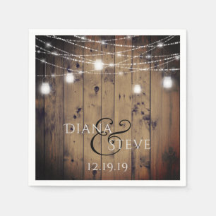 Rustic Country Wood Mason Jar Wedding Napkin