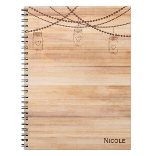 Rustic Country Wood & Mason Jars Barn Personalised Notebook