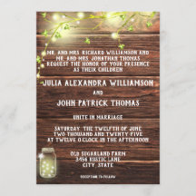 Rustic Country Wood Mason String Lights Wedding