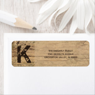 Rustic Country Wood Monogram Return Address