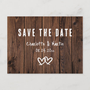 Rustic Country Wood Save The Date Postcards