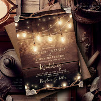Rustic Country Wood String Lights Lace Wedding