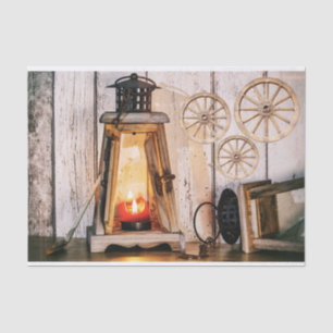 Rustic Country Wood Vintage Classic Lamp Lantern Tissue Paper