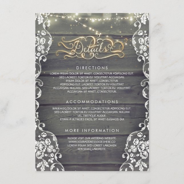 Rustic Country Wood Wedding Details - Information Enclosure Card (Front)