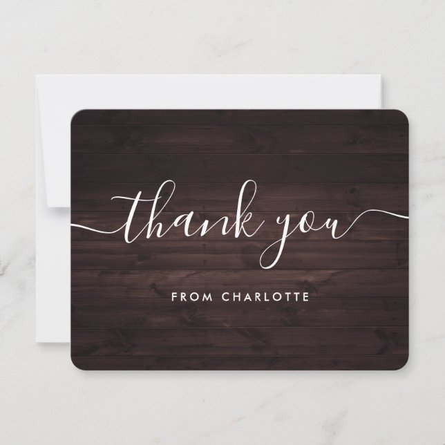 Rustic Country Wood Wedding Shower Birthday Thank You Card (Front)