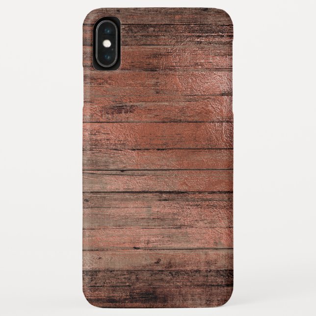 Rustic Country Wood with Girly Rose Gold Foil Case-Mate iPhone Case (Back)