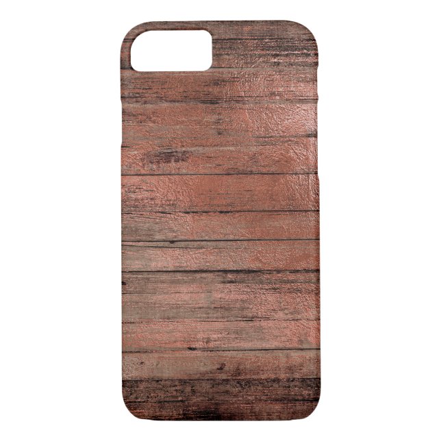 Rustic Country Wood with Girly Rose Gold Foil Case-Mate iPhone Case (Back)