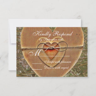 Rustic Country Wooden Heart Camo Wedding Invites
