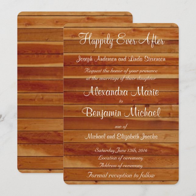 Rustic Country Wooden Invitation (Front/Back)